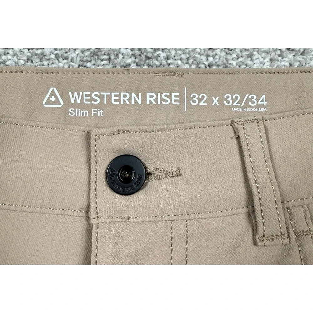 Western Rise Slim Fit Evolution Pants Men's 32x32 Tan Travel Stretch Performance